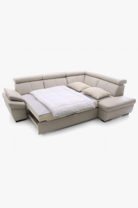 Kožená rohová sedačka s úložným priestorom a funkciou spania - SALERNO viaceré farby