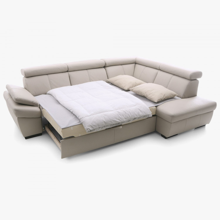 Kožená rohová sedacia súprava s úložným priestorom a funkciou spania - SALERNO viac farieb , Rohové sedacie súpravy- 1