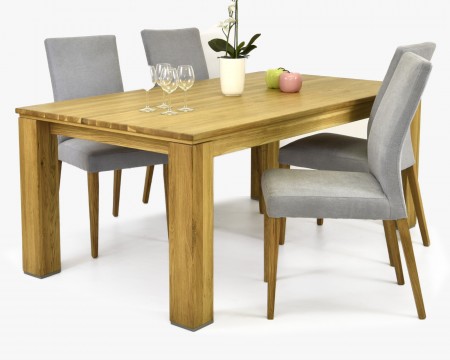 Šedá stolička Madrid a stôl z masívneho dubového dreva , jedálenské súpravy - 1