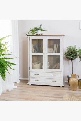Nízka vitrína Provence - drevená so sklom