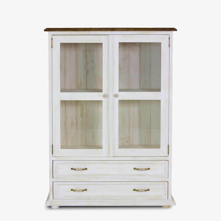 Nízka vitrína Provence - drevená so sklom , Vitríny- 3