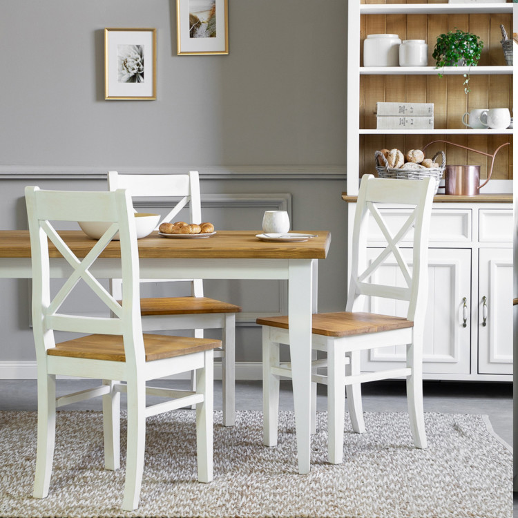 Dřevěný provence jídelní stůl bílo hnědý 140 x 80 cm, Lille , Jídelní stoly- 6