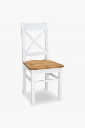 Drevená provensálska jedálenská stolička bielo hnedá, Lille