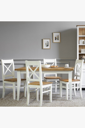 Drevená provence jedálenská zostava bielo hnedá, Lille
