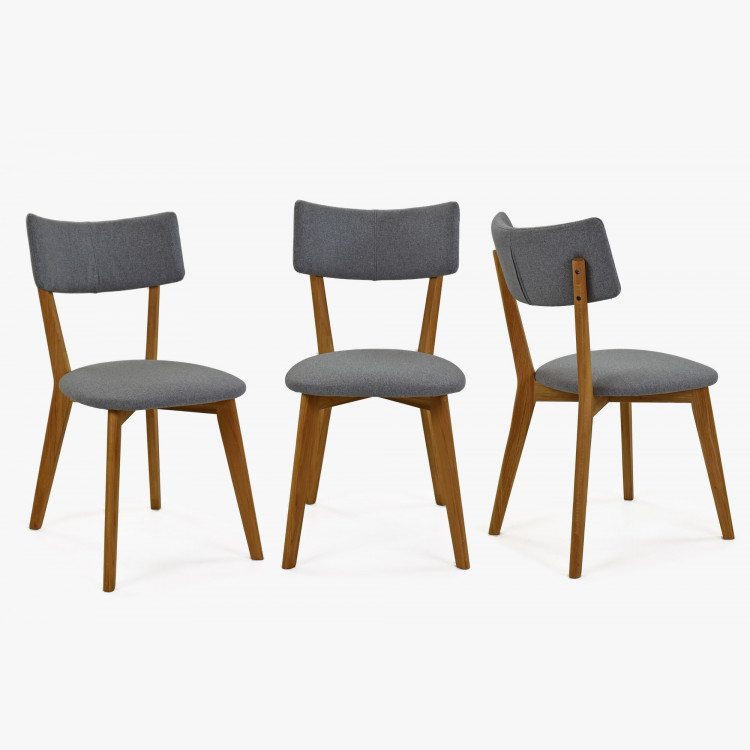 Látková židle - nohy dub, Noci světle šedá - Sada 2 ks , Jídelní židle- 7