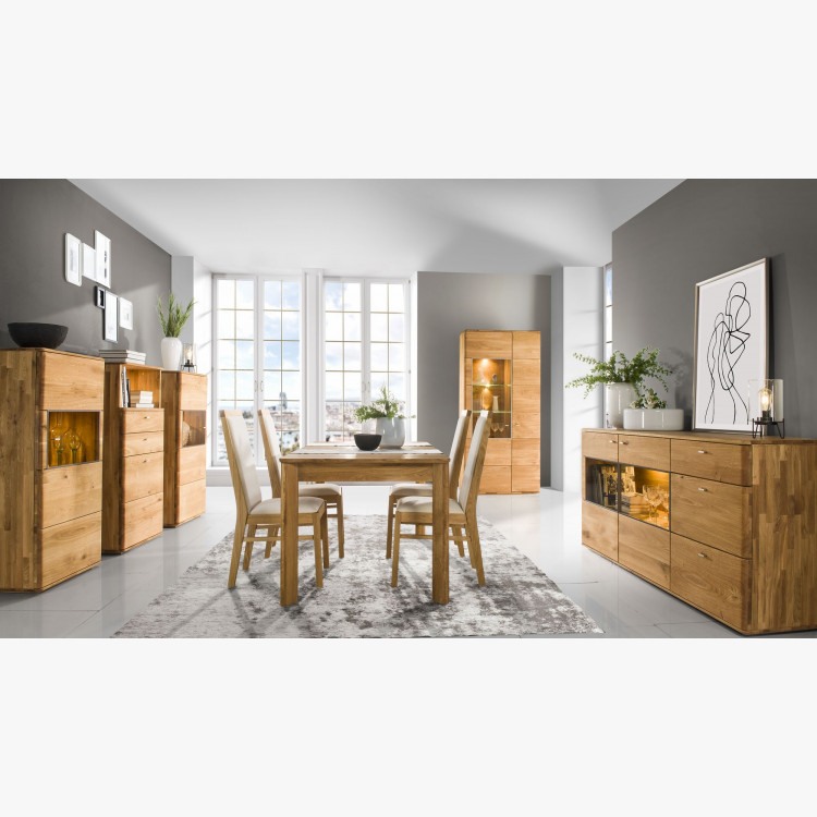 Nízká vitrina se skleněnými dvířky dub masiv, texas 51 , Komody- 3