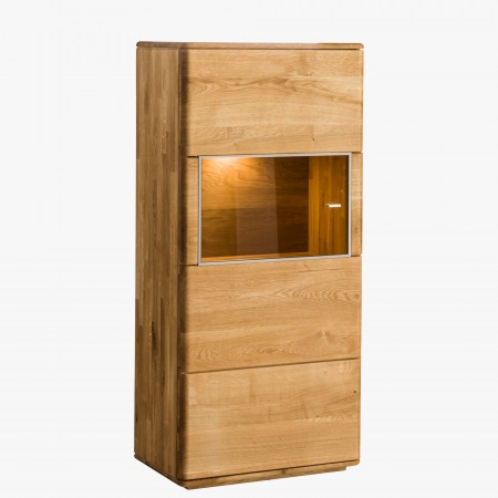 Nízká vitrina se skleněnými dvířky dub masiv, texas 51 , Komody- 1