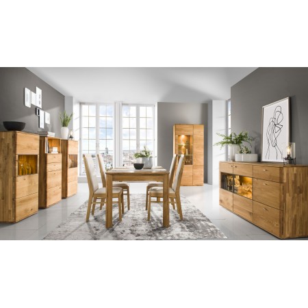 Nízká vitrina se skleněnými dvířky dub masiv, texas 52 , Komody- 3