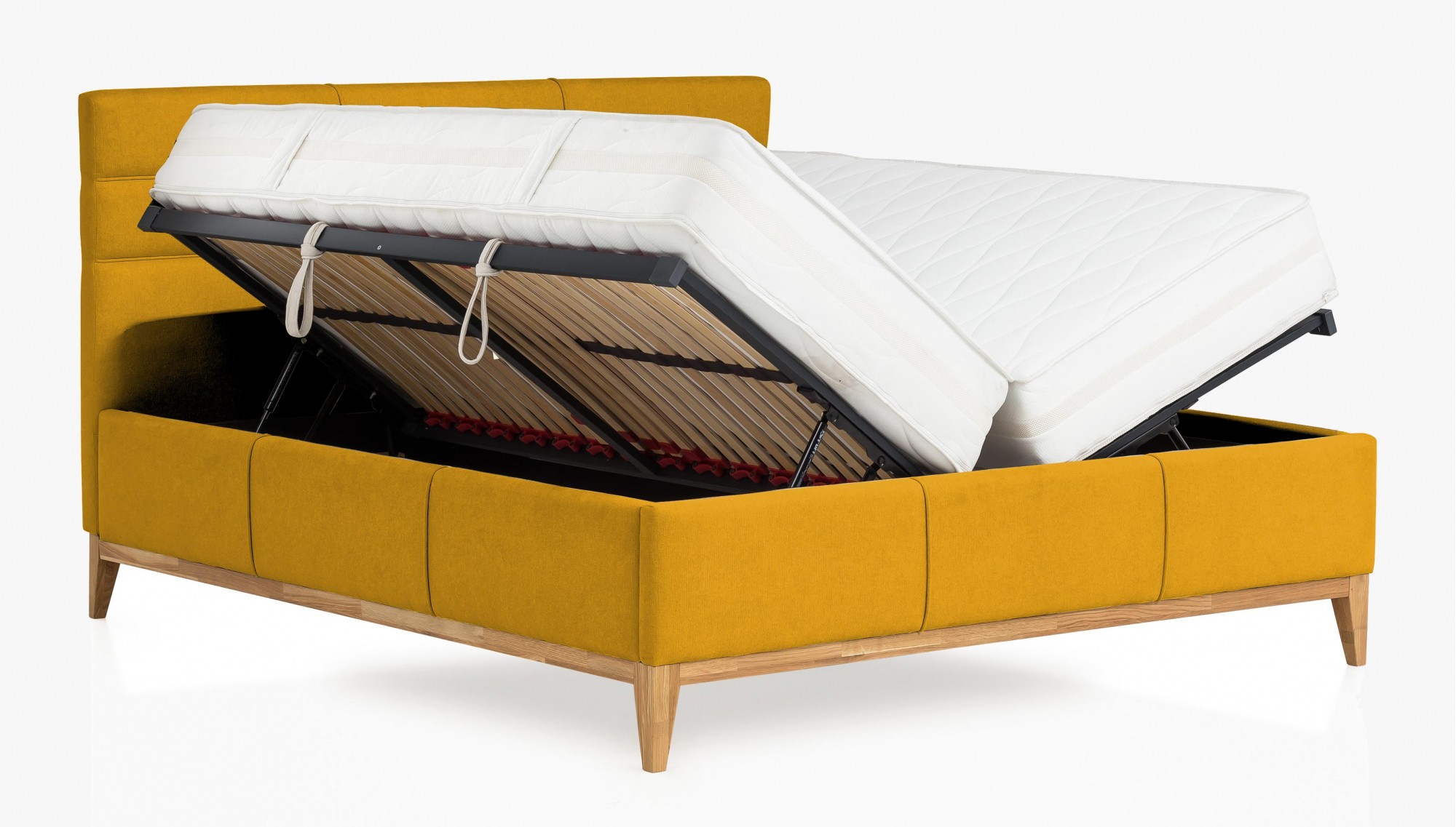 Kvalitná boxspring postel s úložným priestorom a lamelovým rostom 