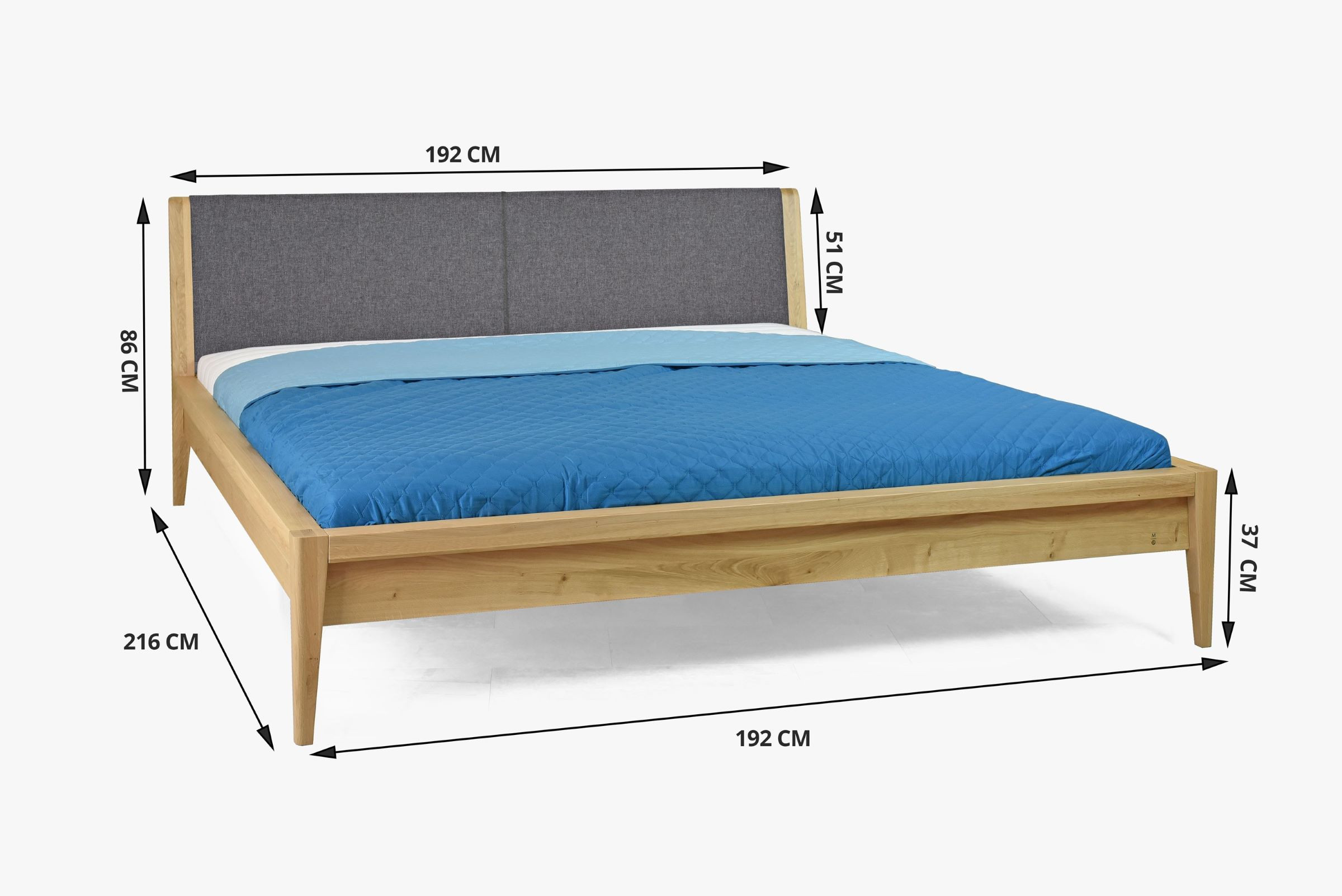 Manželská posteľ z dubu 180 x 200, mimoriadne stabilná