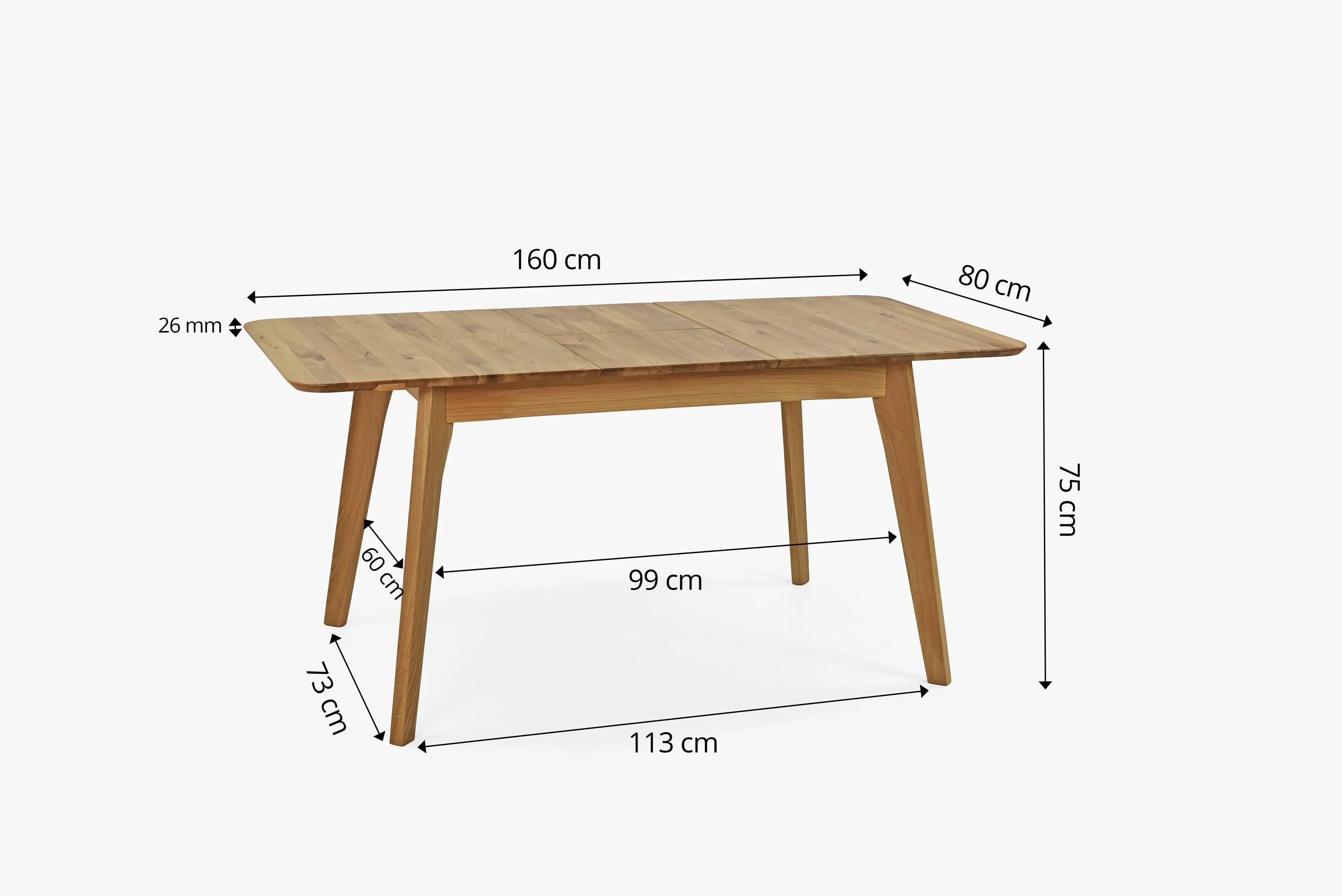 Stôl do jedálne z dubu rozkladaci 120 x 80