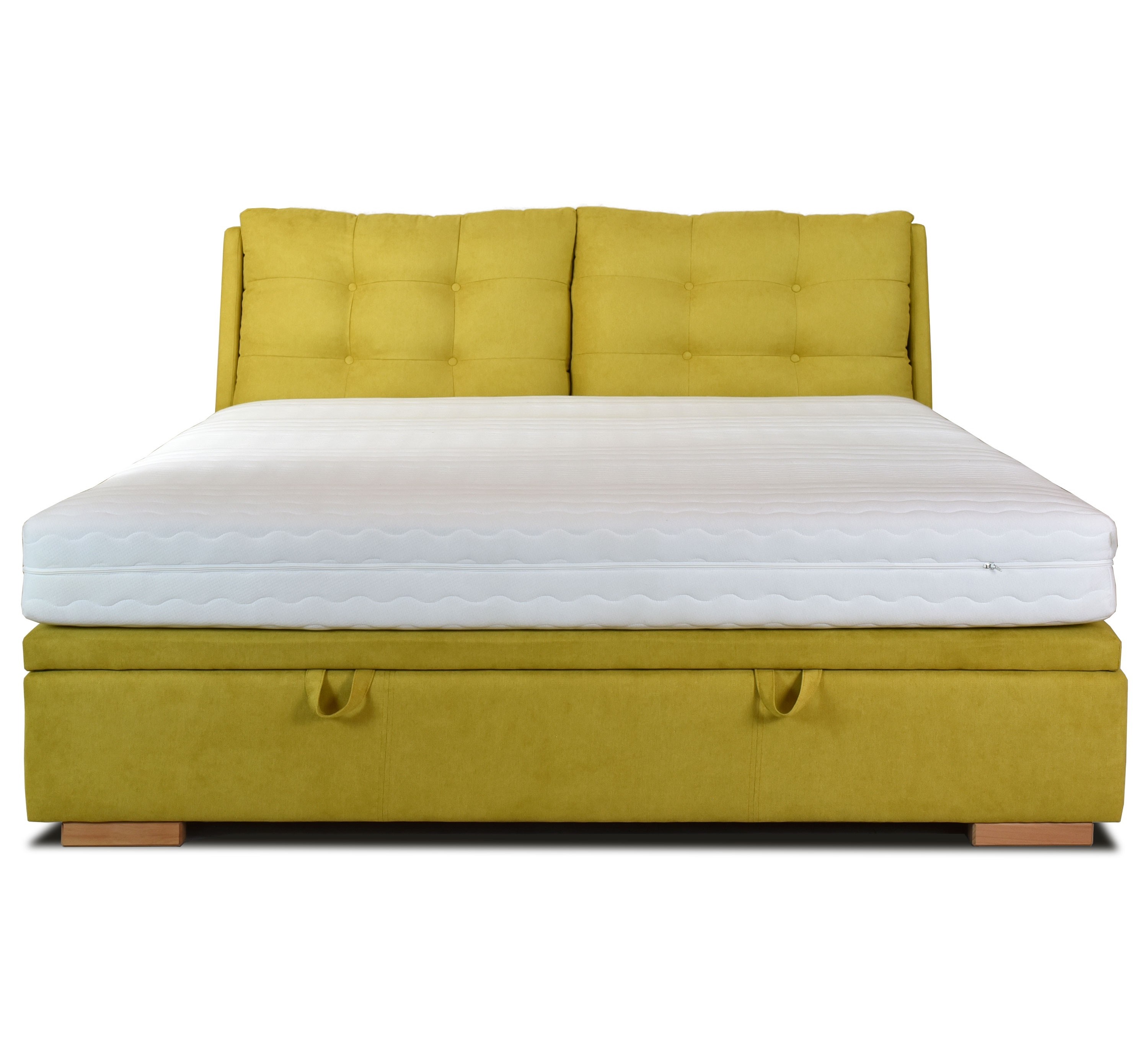Manželská posteľ čalúnená zeleno žltá látka soro 40 