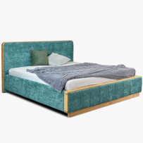 Čalúnená Manželská posteľ zeleno modrá látka