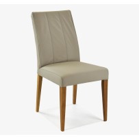 Svetlo sivá kožená jedálenská stolička v retro štýle  (Klaudia) 